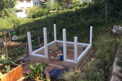 De basisconstructie van houten balken.