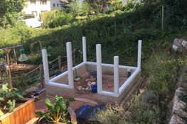 De basisconstructie van houten balken.