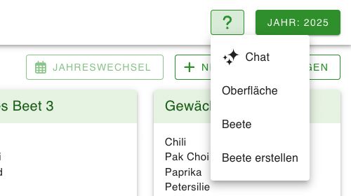 Le menu d'aide ouvert