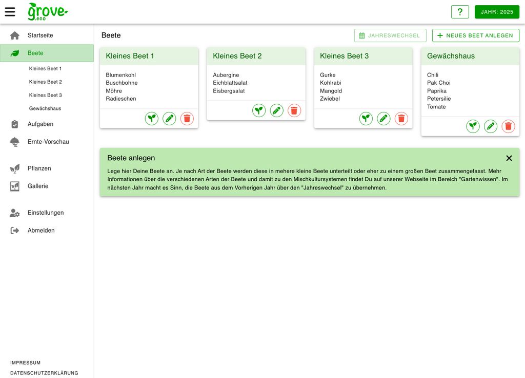 Interface complète de grove.