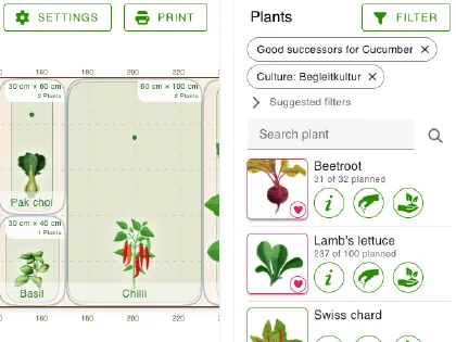 Use several filters in grove to find the right plants for your bed