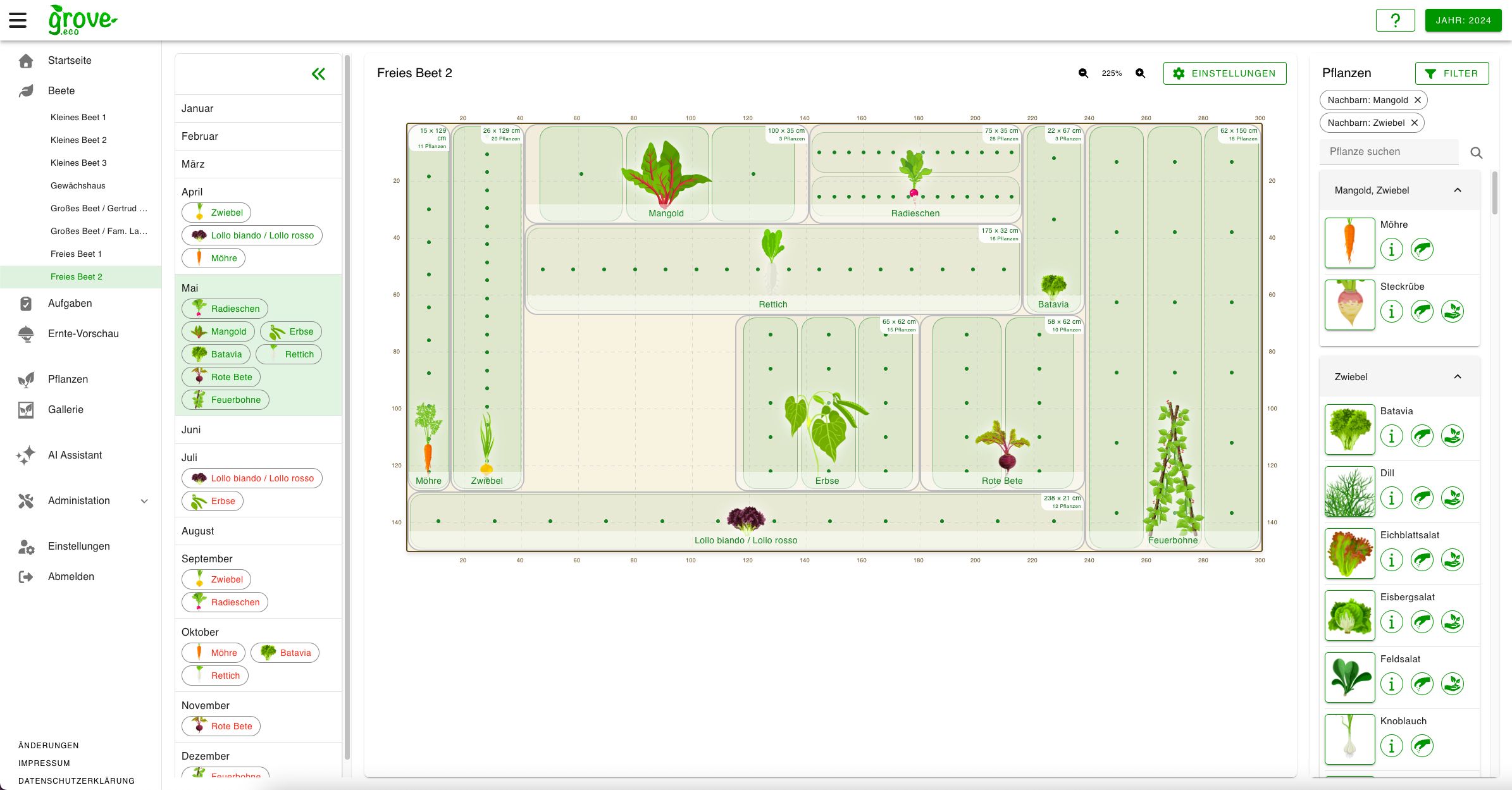 Screenshot grove.eco – bed planner