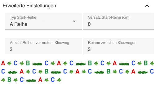 Erweiterte Einstellungen eines Beets nach Fam. Langerhorst